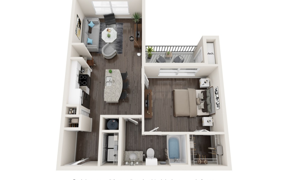 RANGE - 1 bedroom floorplan layout with 1 bathroom and 653 square feet RANGE - 1 bedroom floorplan layout with 1 bathroom and 653 square feet